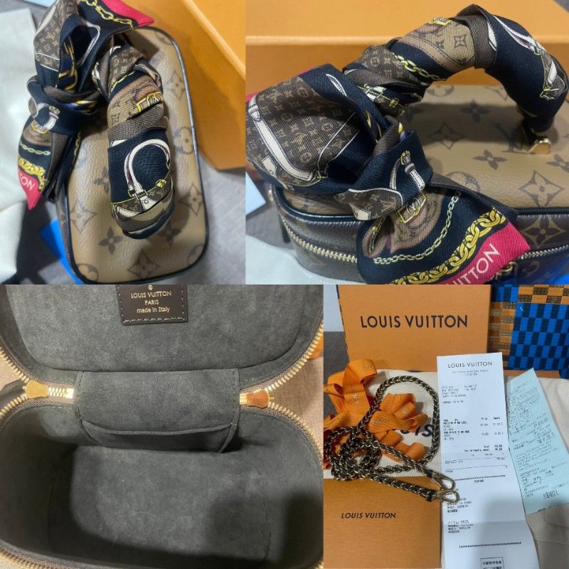 正品Louis Vuitton M45165 手提斜背化妝包(含絲巾)有購證-8