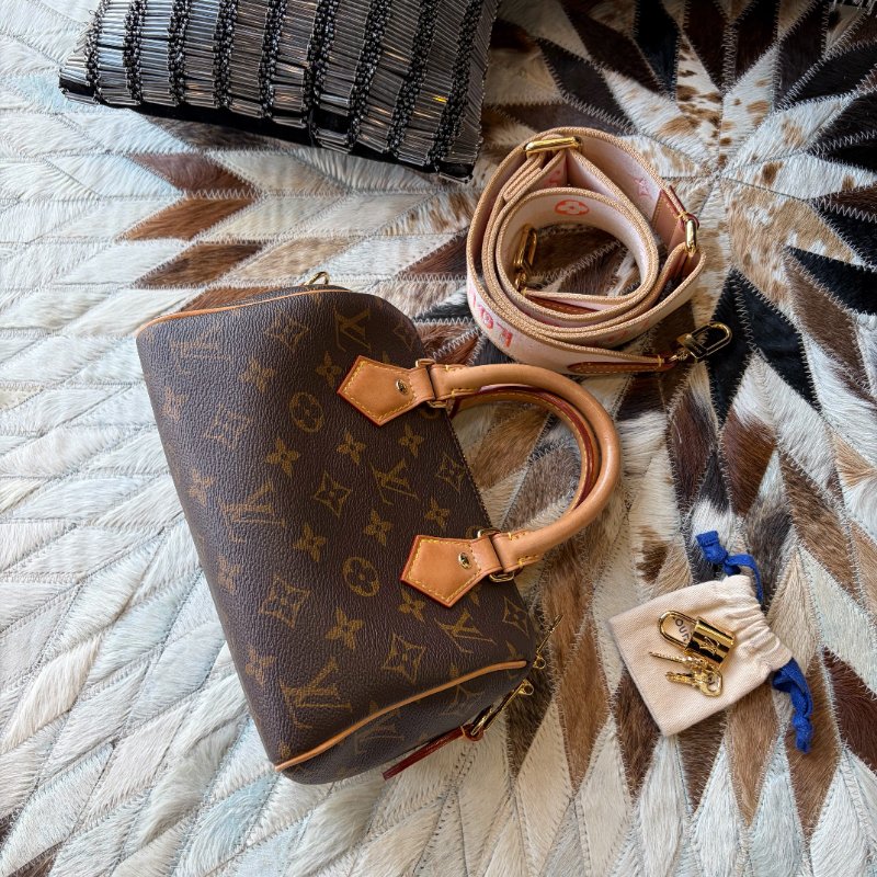 LV SPEEDY20 粉背帶 晶片款-1