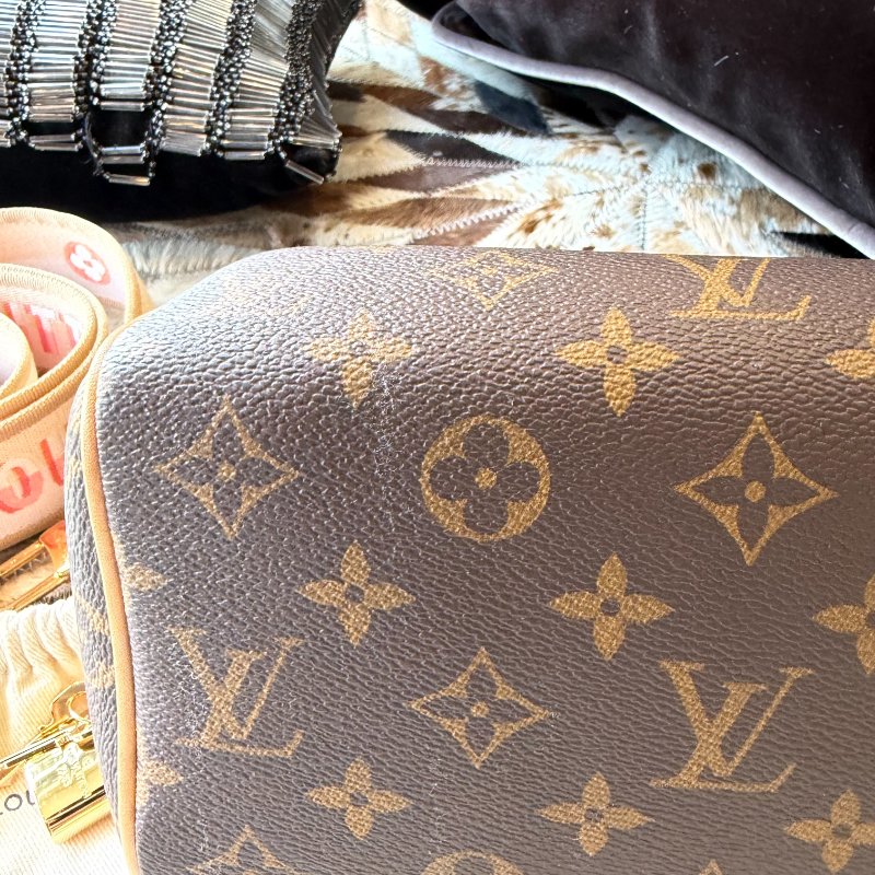 LV SPEEDY20 粉背帶 晶片款-9