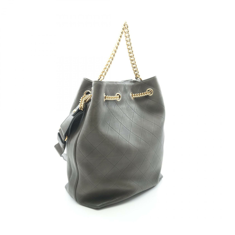 香奈兒 (CHANEL) 絎縫鏈條斜背肩帶抽繩包 A91272 皮革 綠色-1