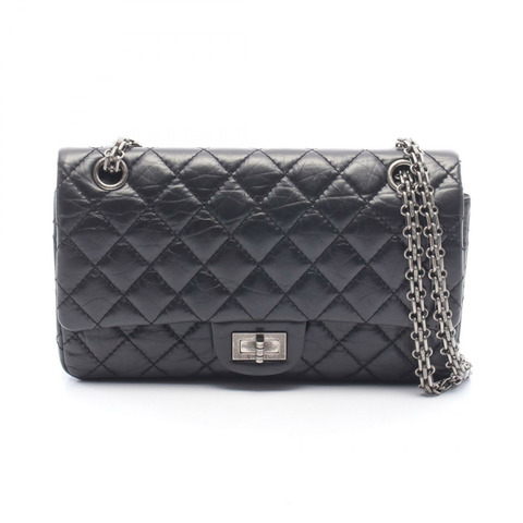 香奈兒 2.55 Matelasse 鏈條肩背包 A37586 黑色皮革 二手 SHW 女士 CC