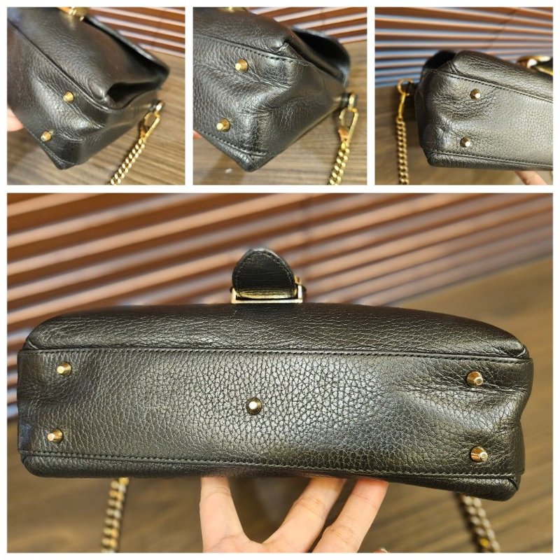 正品Gucci 經典荔枝牛皮肩背手提斜背包-10
