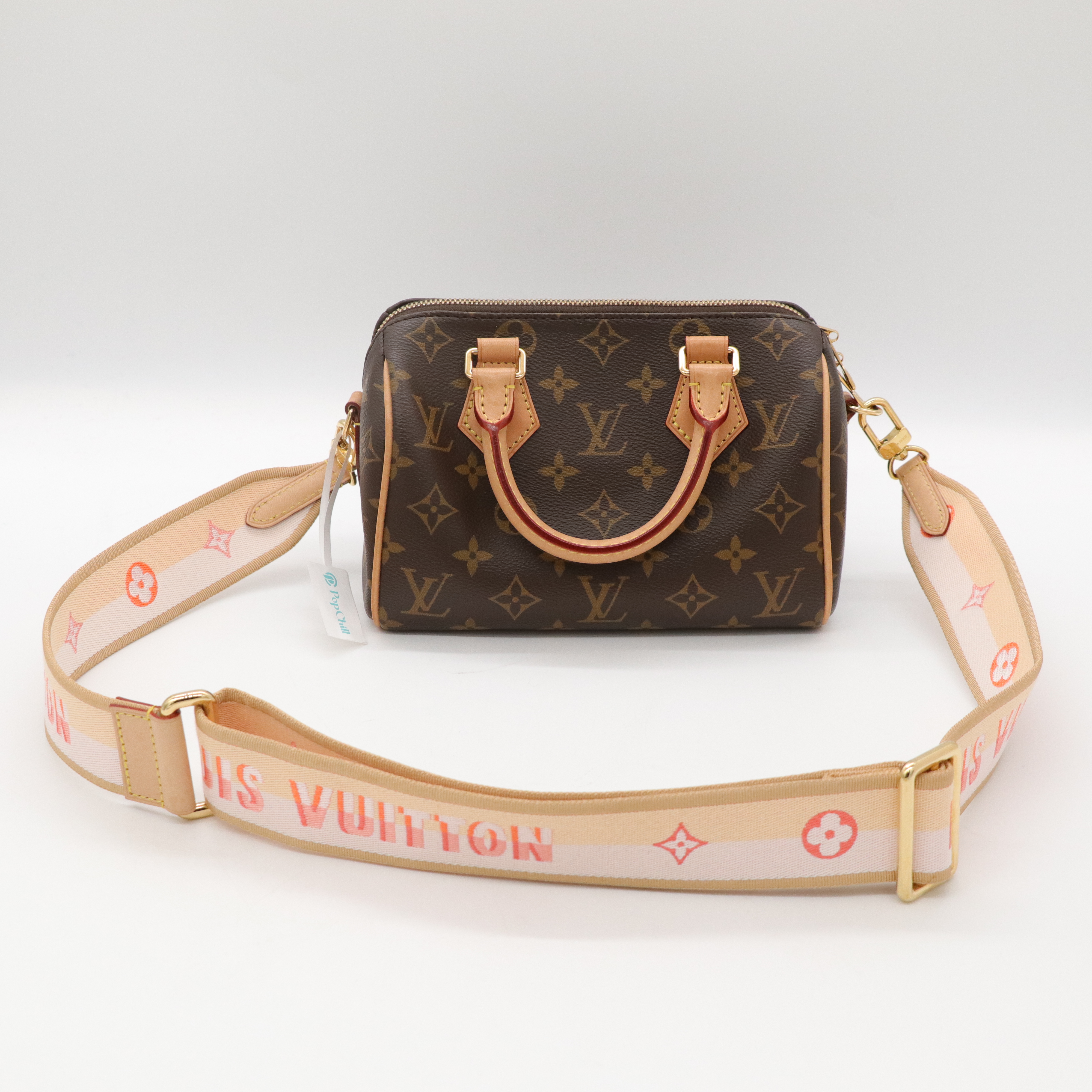 Louis Vuitton 路易威登 Speedy 20 緹花背帶 經典老花 棕色 塗層帆布 肩背包 手提包-1