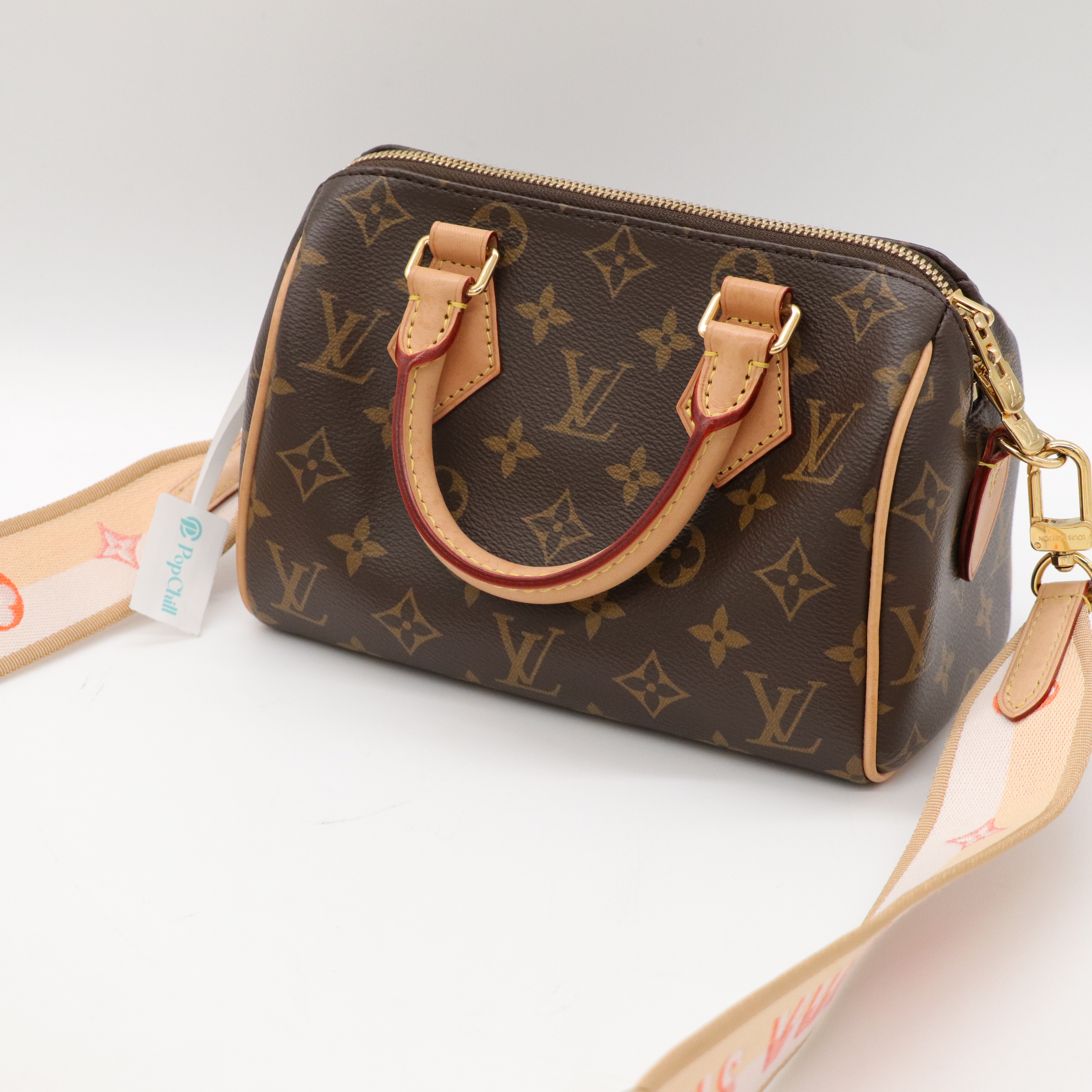 Louis Vuitton 路易威登 Speedy 20 緹花背帶 經典老花 棕色 塗層帆布 肩背包 手提包-2