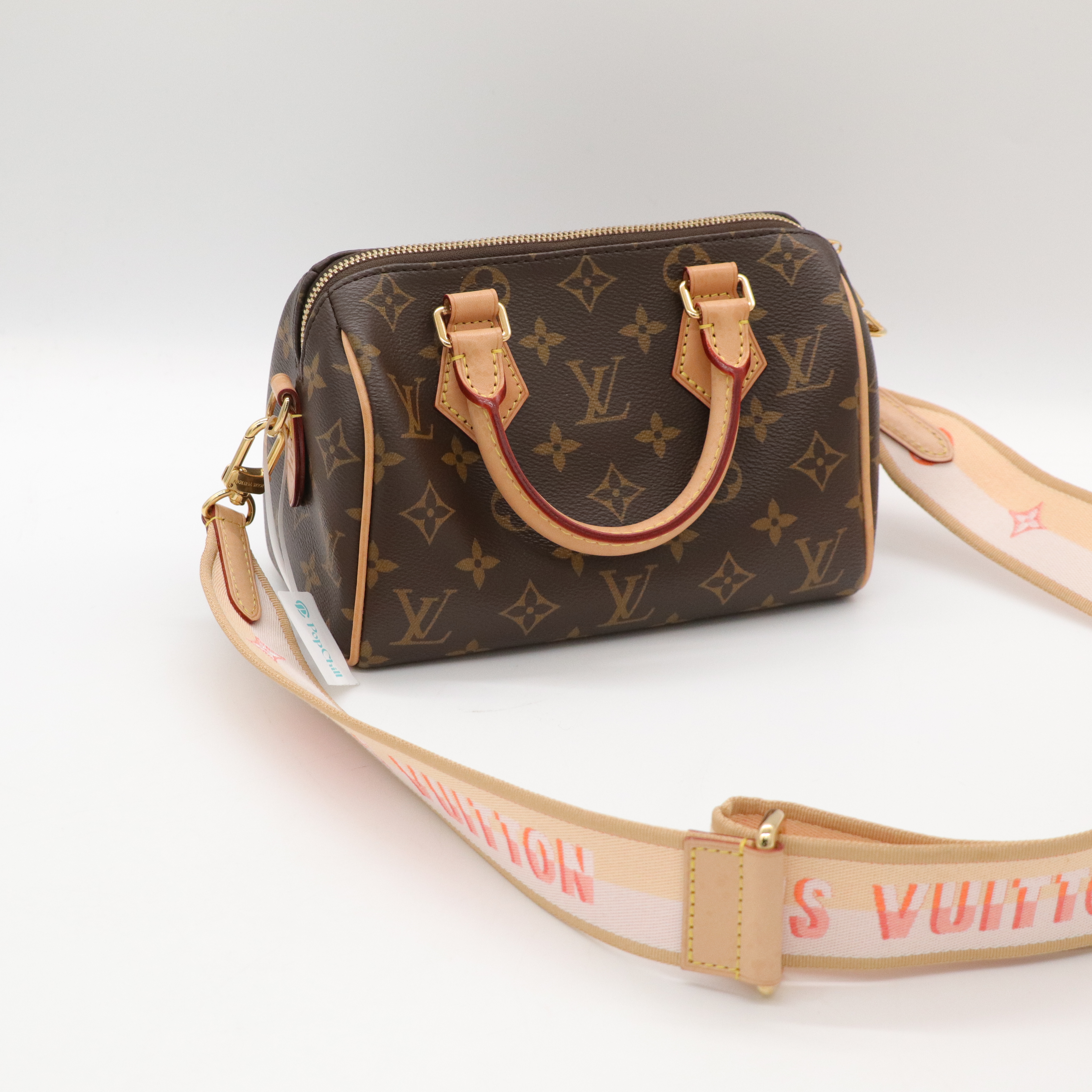 Louis Vuitton 路易威登 Speedy 20 緹花背帶 經典老花 棕色 塗層帆布 肩背包 手提包-4