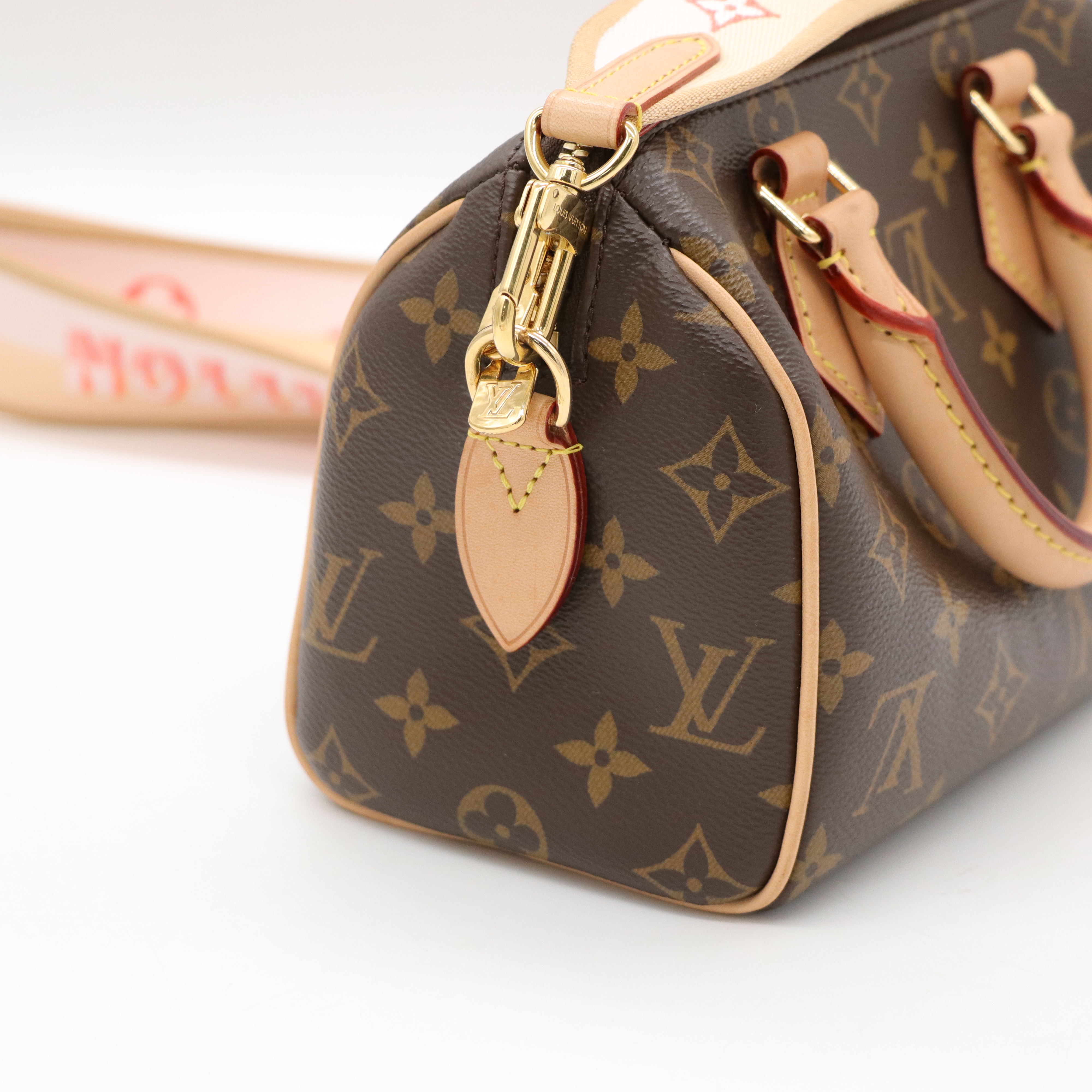 Louis Vuitton 路易威登 Speedy 20 緹花背帶 經典老花 棕色 塗層帆布 肩背包 手提包-6