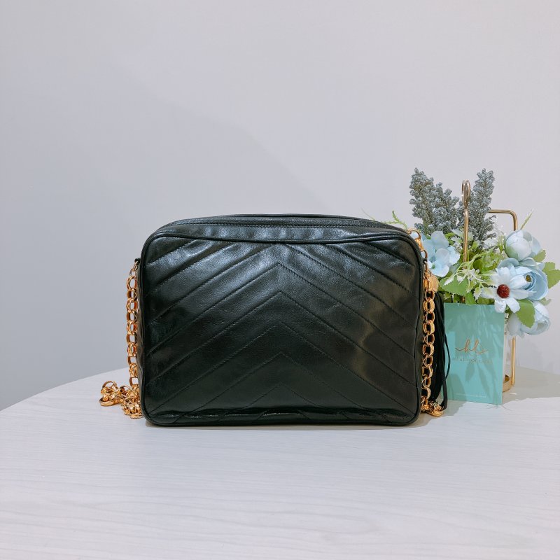 TK2070 香奈兒 小羊皮 中古 黑金手袋 Chanel Vintage Camera Bag Lambskin Black X GHW-2