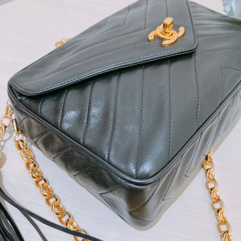 TK2070 香奈兒 小羊皮 中古 黑金手袋 Chanel Vintage Camera Bag Lambskin Black X GHW-3