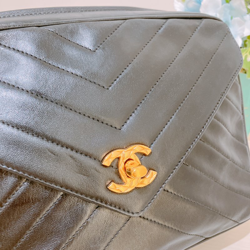 TK2070 香奈兒 小羊皮 中古 黑金手袋 Chanel Vintage Camera Bag Lambskin Black X GHW-14
