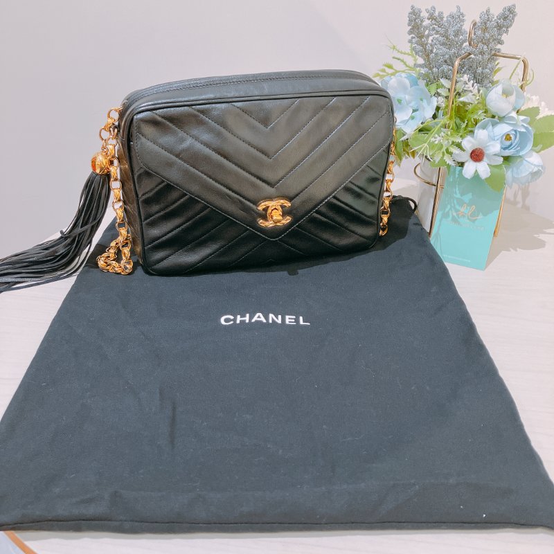 TK2070 香奈兒 小羊皮 中古 黑金手袋 Chanel Vintage Camera Bag Lambskin Black X GHW-29
