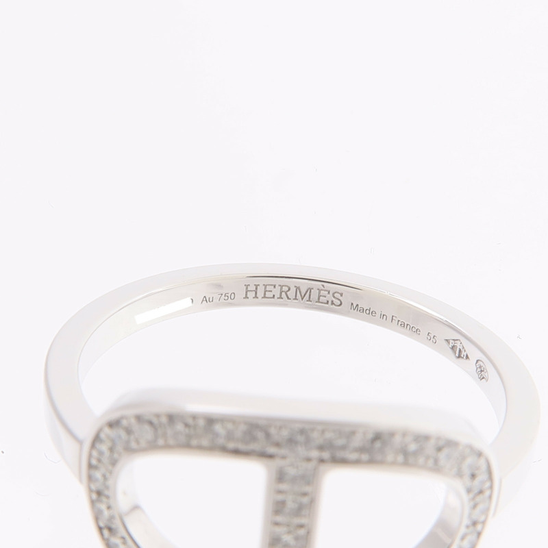 HERMES 18K白金Bague d'ancre Ring鑽石戒指-4