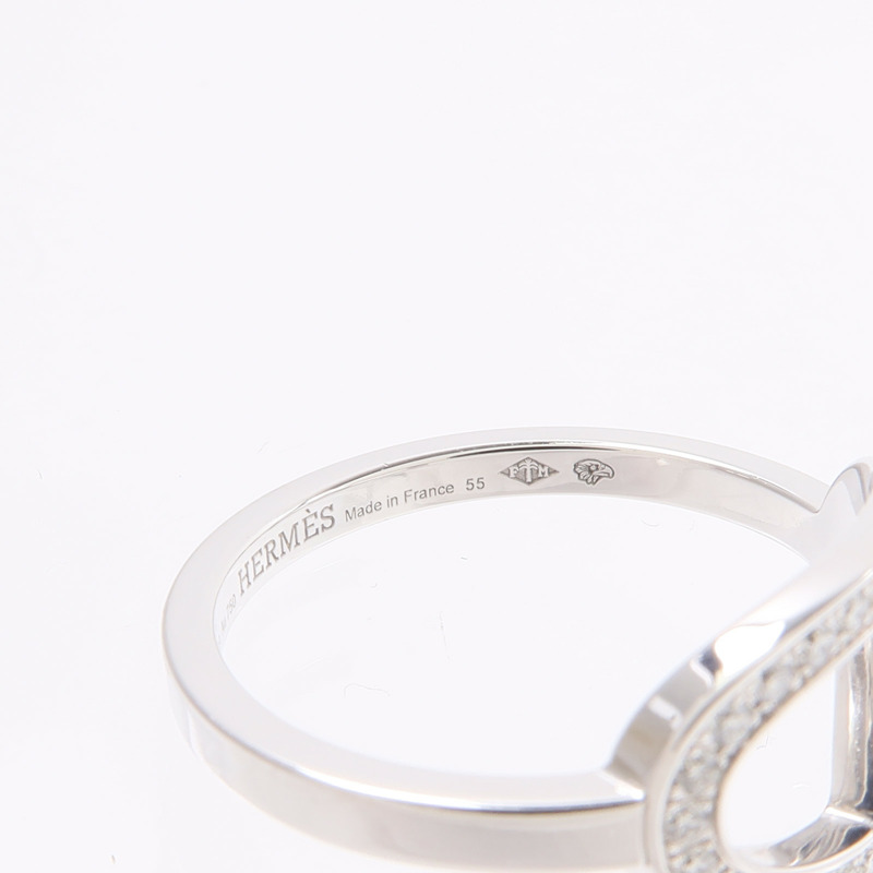 HERMES 18K白金Bague d'ancre Ring鑽石戒指-5
