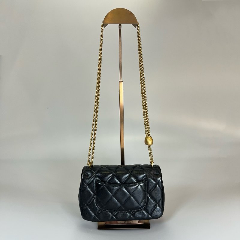 CHANEL CF愛心調節扣方胖包 黑金羊 AS3828/晶片款-1