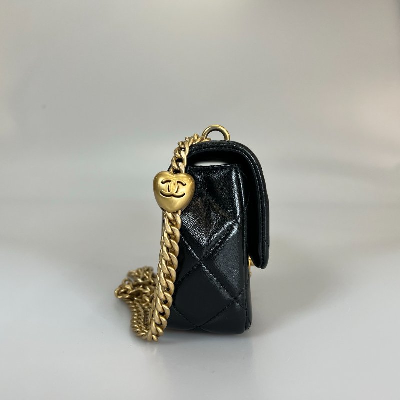 CHANEL CF愛心調節扣方胖包 黑金羊 AS3828/晶片款-2