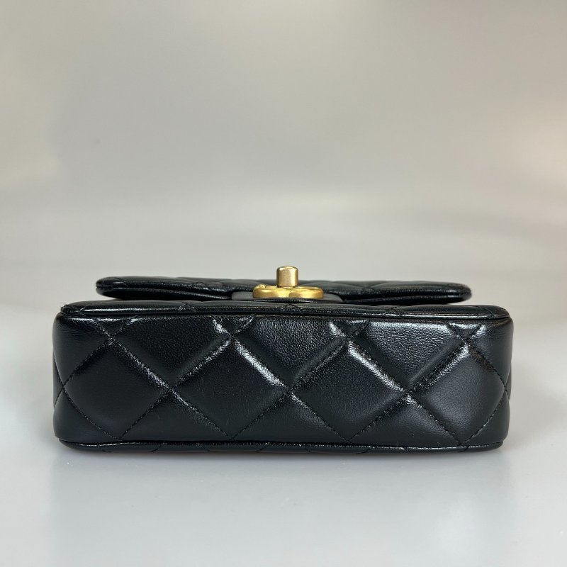 CHANEL CF愛心調節扣方胖包 黑金羊 AS3828/晶片款-4