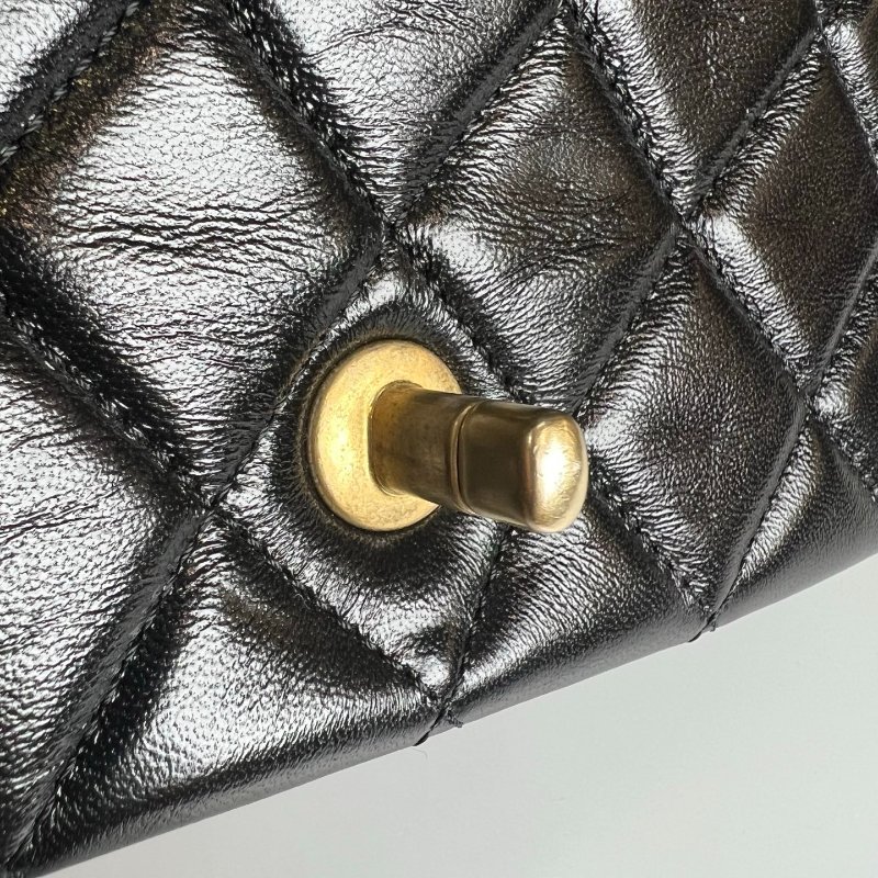 CHANEL CF愛心調節扣方胖包 黑金羊 AS3828/晶片款-9