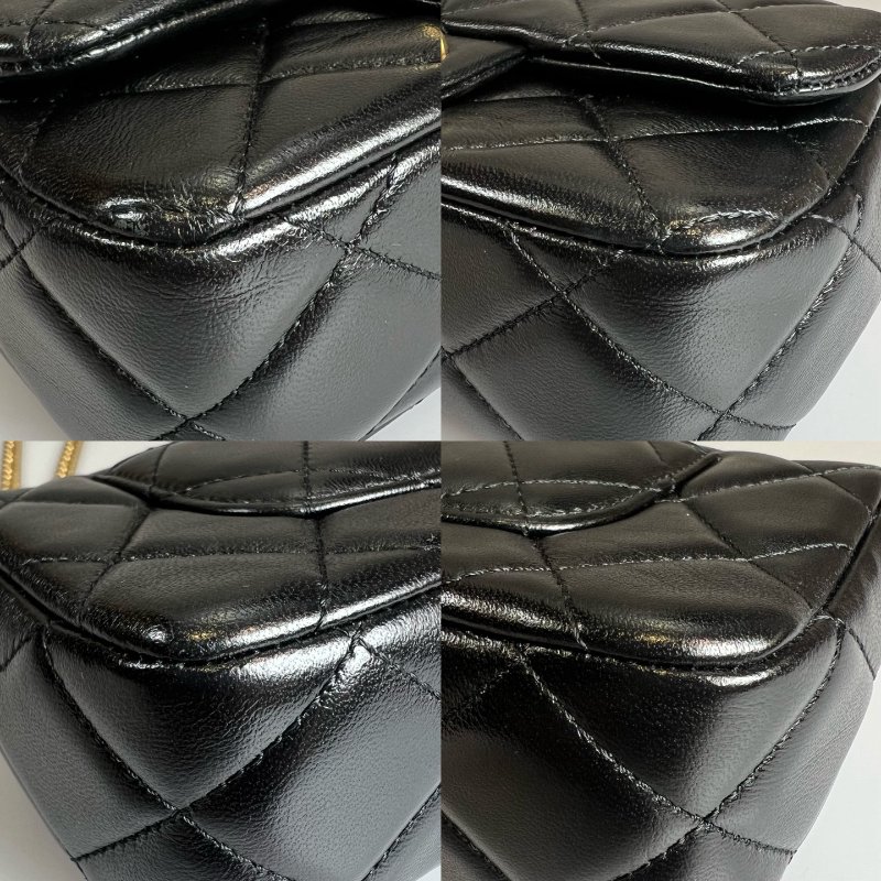 CHANEL CF愛心調節扣方胖包 黑金羊 AS3828/晶片款-11