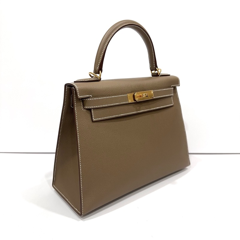 99新✨Hermes 愛馬仕 大象灰 金扣 Ep皮 Kelly28 手提包斜挎包 B刻 23年全套💛正品-1