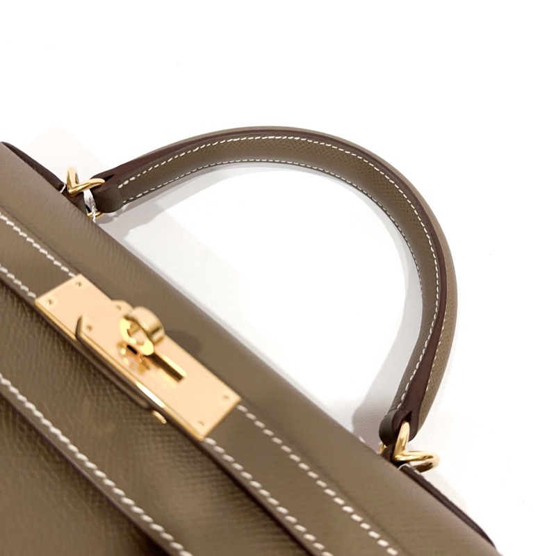 99新✨Hermes 愛馬仕 大象灰 金扣 Ep皮 Kelly28 手提包斜挎包 B刻 23年全套💛正品-5