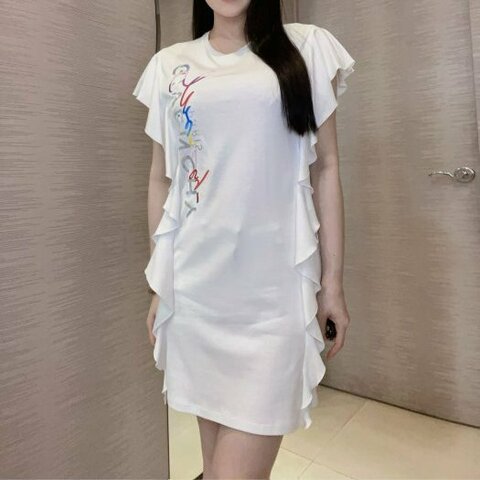 💎Han's house精品服飾💎GIVENCHY 紀梵希 刺繡 Logo 荷葉邊 連身裙 洋裝 現貨 青年款