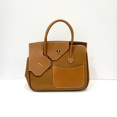 99新✨Hermes 愛馬仕 金棕金扣 Togo皮 desordre birkin30 手提包B刻 金扣💛正品