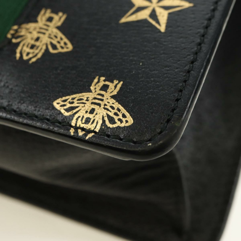 【日本直送】GUCCI 蜜蜂與星星雪莉系列手提包,皮革材質,三用,黑色/金色,貨號 470270,正品編號 181527SAV-20