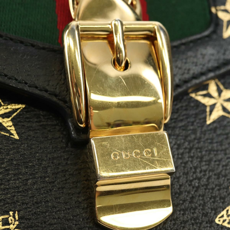 【日本直送】GUCCI 蜜蜂與星星雪莉系列手提包,皮革材質,三用,黑色/金色,貨號 470270,正品編號 181527SAV-22