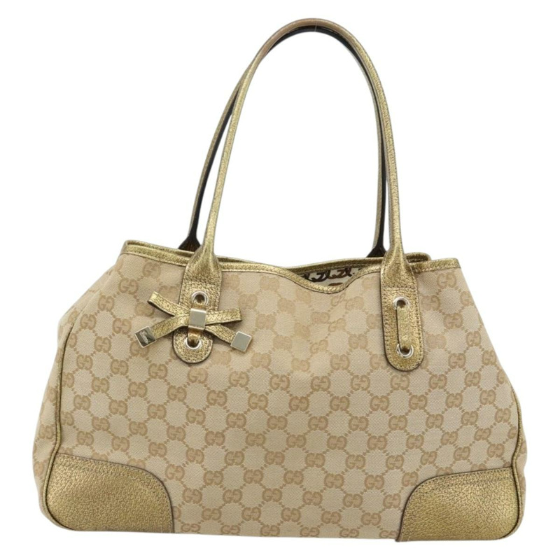 【日本直送】GUCCI GG帆布精美托特包 米色金色 163805 正品 182171A-12