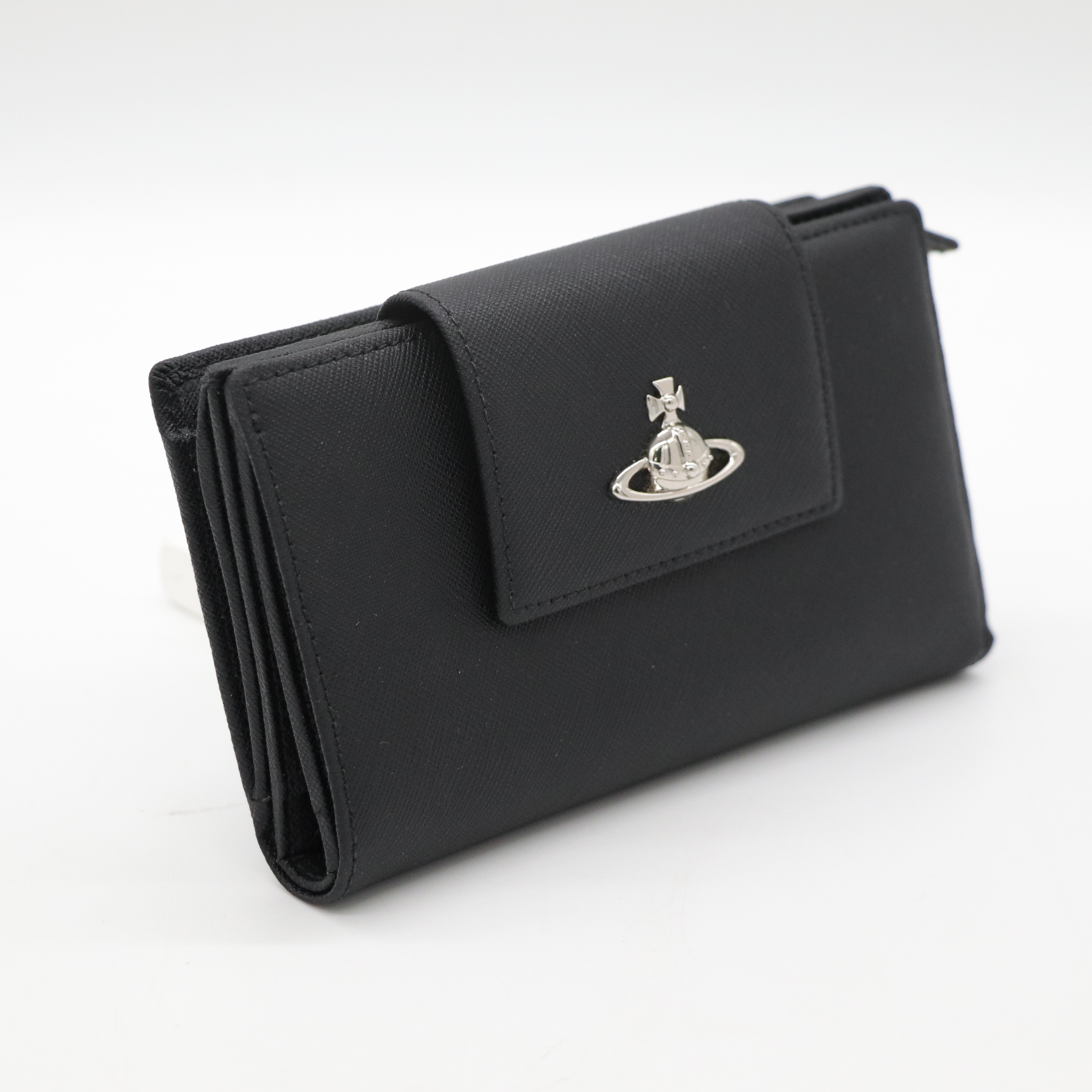 vivian westwood 黑色中短夾-3