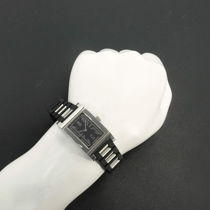寶格麗 (Bulgari) Rettangolo RT45S 男士腕錶,日期顯示,黑色,自動機械機芯-3