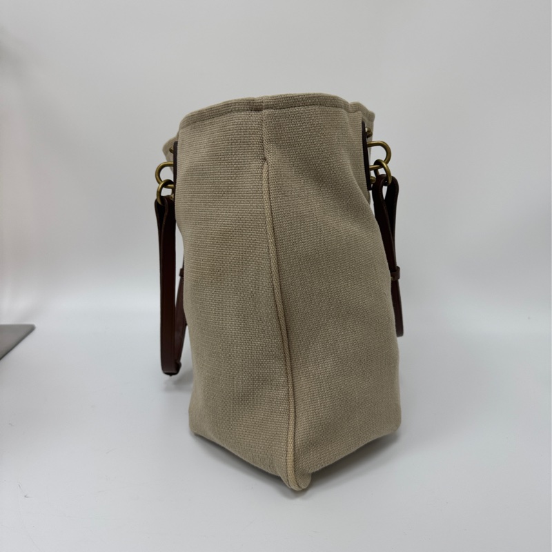 【赫蒂國際精品】BOTTEGA VENETA帆布金釦手腕袋卡其 vintage 二手 中古-6