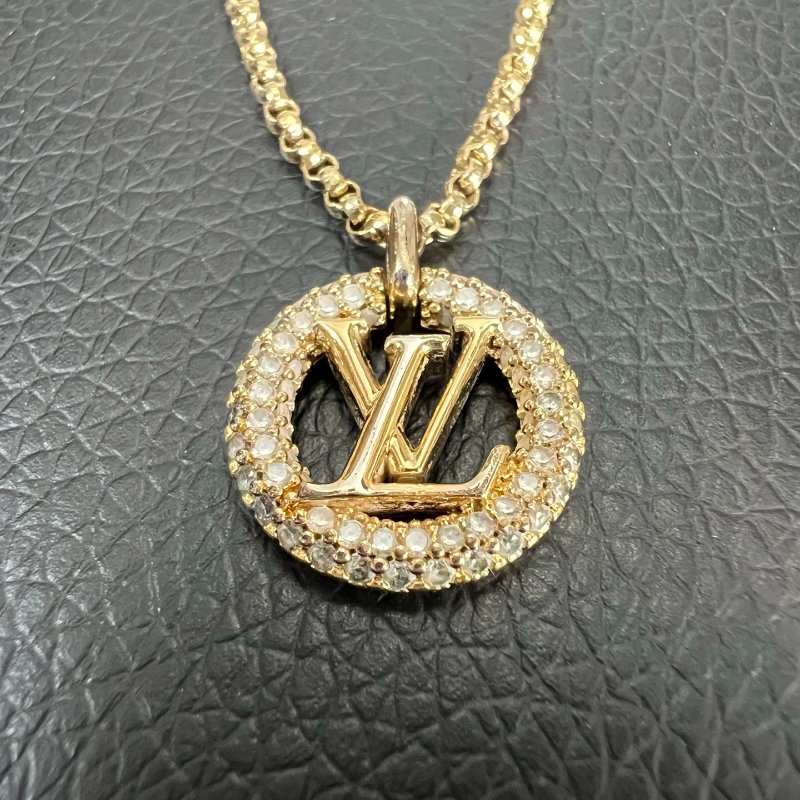 LV M00759 金水鑽圓形吊墜項鍊-1