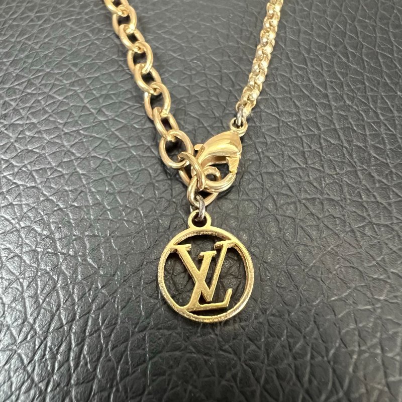 LV M00759 金水鑽圓形吊墜項鍊-3