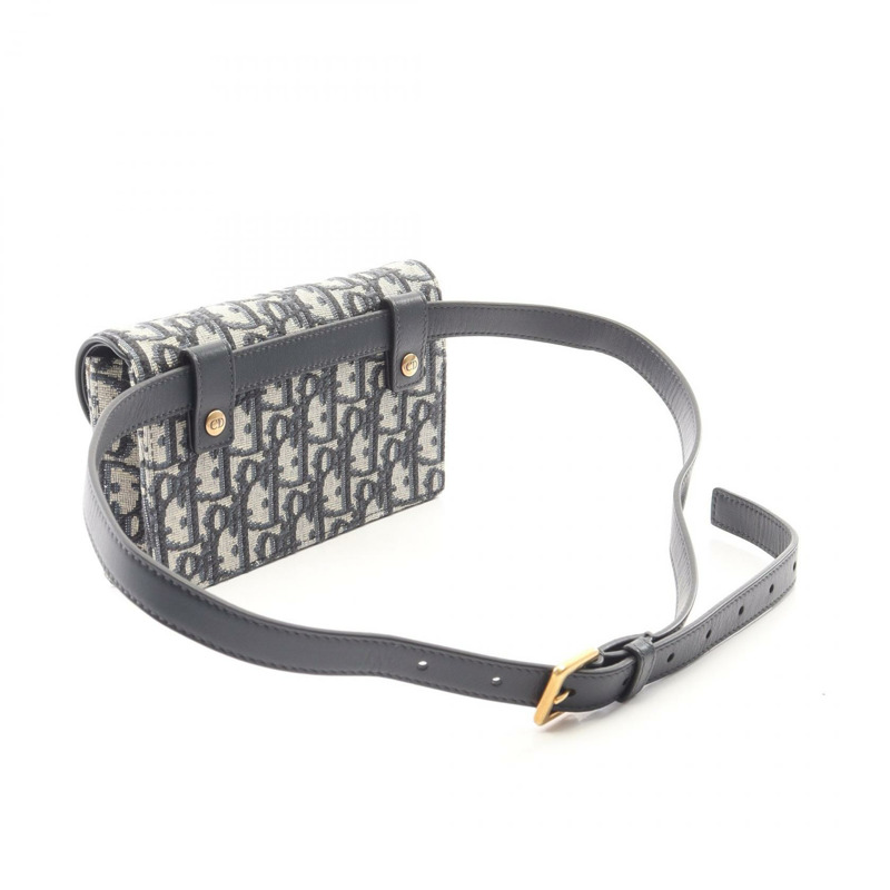 Christian Dior SADDLE Oblique Jacquard Waist bum belt bag S5619CTZQ canvas navy-1