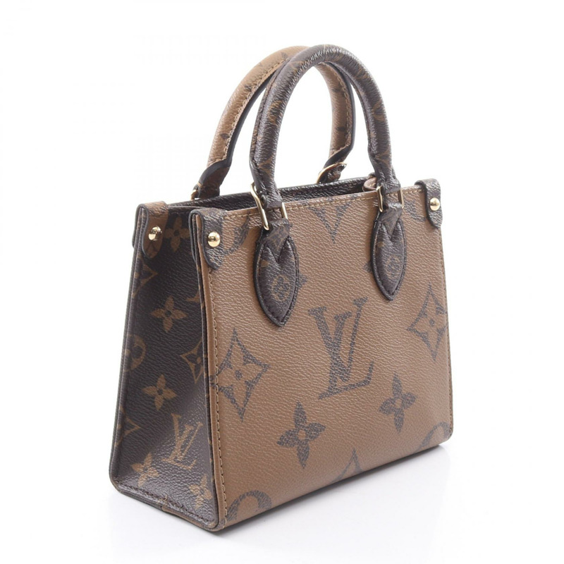 路易威登 OnTheGo BB Monogram Reverse 2WAY 手提包 M46839 PVC塗層帆布皮革棕色二手女款-1