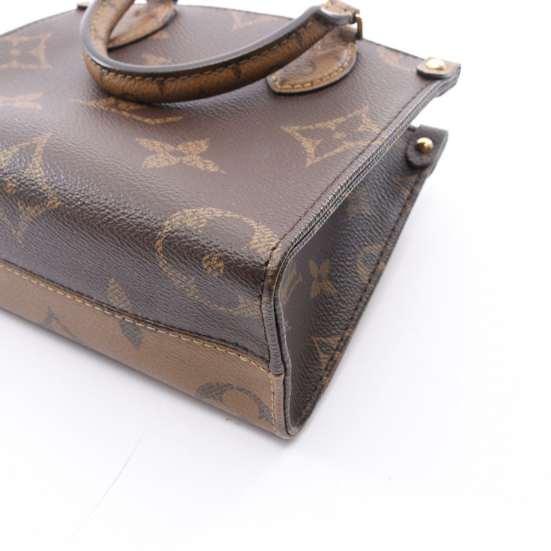路易威登 OnTheGo BB Monogram Reverse 2WAY 手提包 M46839 PVC塗層帆布皮革棕色二手女款-4