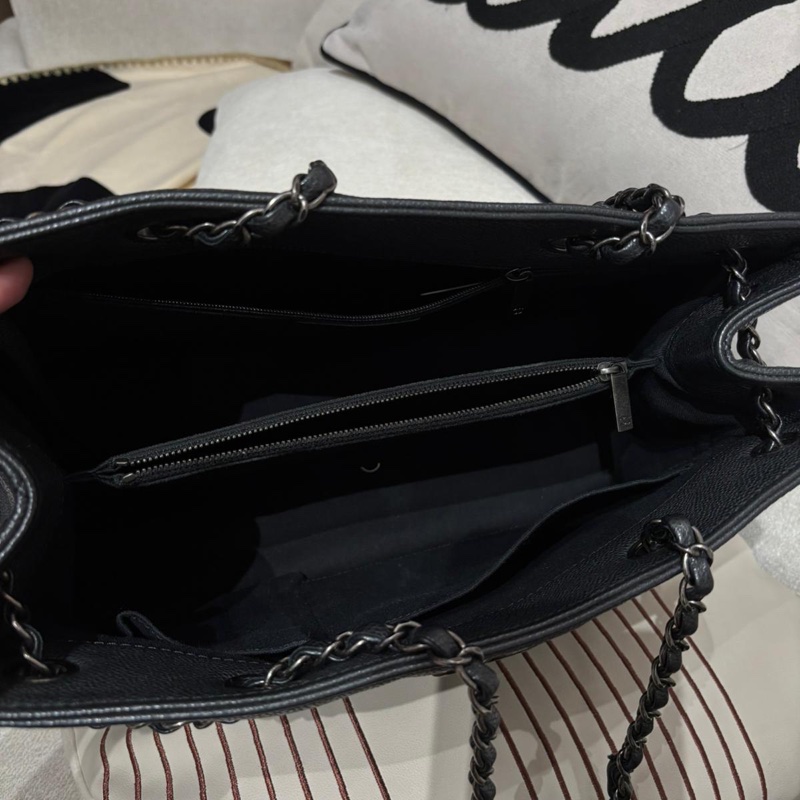 Chanel chain tote bag Caviar Skin grey-5