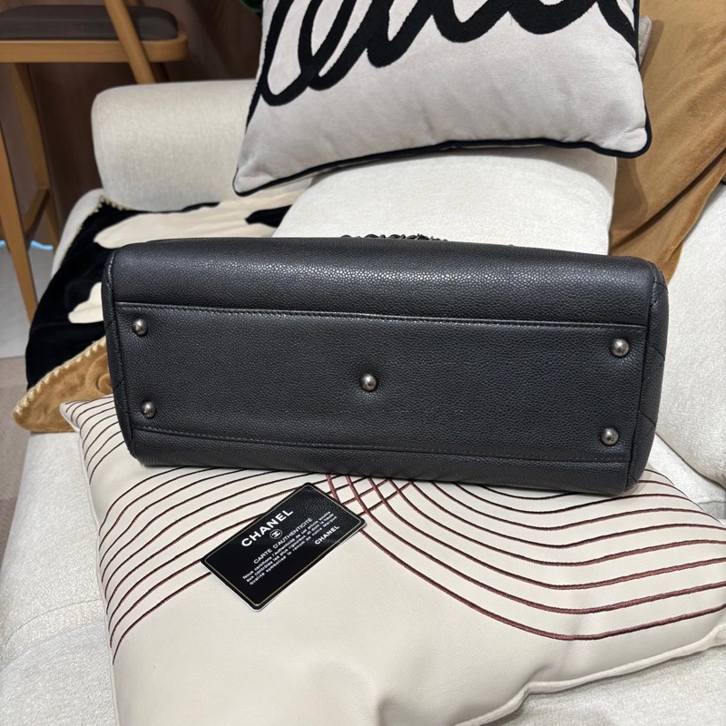 Chanel chain tote bag Caviar Skin grey-6