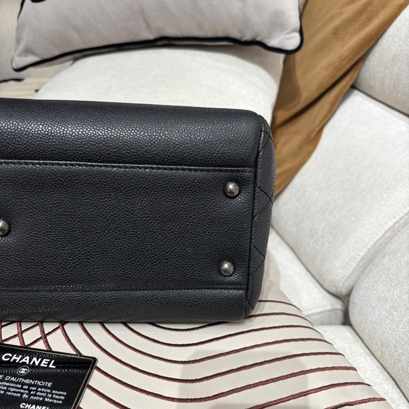 Chanel chain tote bag Caviar Skin grey-7