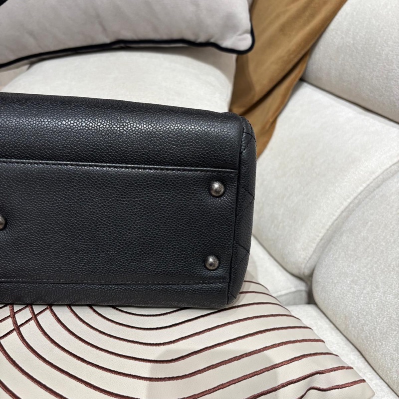 Chanel chain tote bag Caviar Skin grey-9