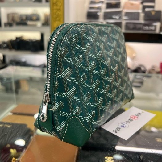 東區正精品㊣GOYARD 綠色圖騰拉鍊貝殼包化妝包洗漱包 RZ6477-6