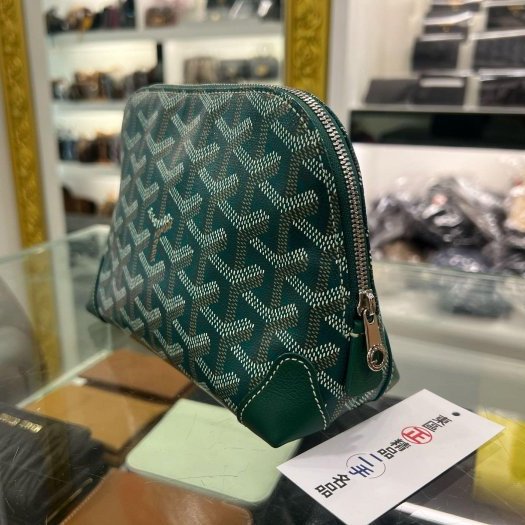 東區正精品㊣GOYARD 綠色圖騰拉鍊貝殼包化妝包洗漱包 RZ6477-7