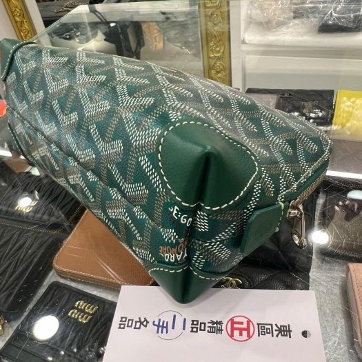 東區正精品㊣GOYARD 綠色圖騰拉鍊貝殼包化妝包洗漱包 RZ6477-8