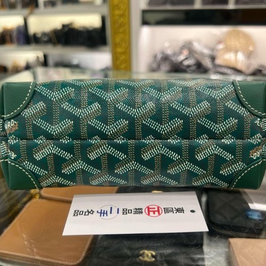 東區正精品㊣GOYARD 綠色圖騰拉鍊貝殼包化妝包洗漱包 RZ6477-10
