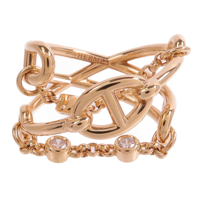 HERMES 18K玫瑰金Chaine D'ancre Chaos Ring鑽石戒指-1