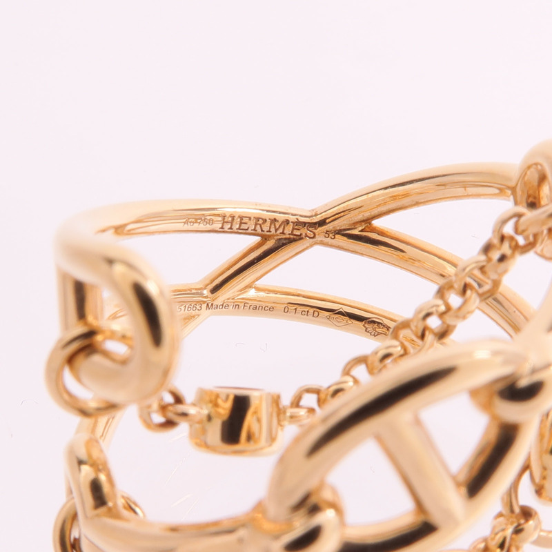 HERMES 18K玫瑰金Chaine D'ancre Chaos Ring鑽石戒指-5