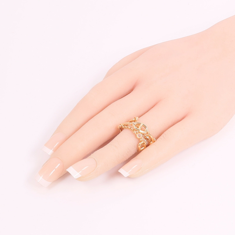 HERMES 18K玫瑰金Chaine D'ancre Chaos Ring鑽石戒指-7