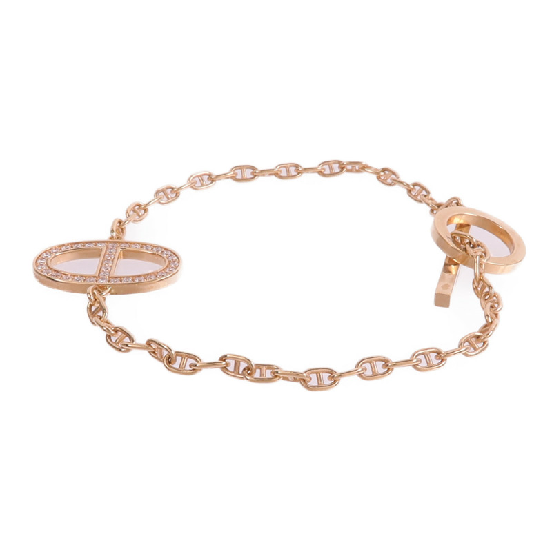HERMES 18K玫瑰金Chaine d'ancre Contour Bracelet鑽石手鏈-1