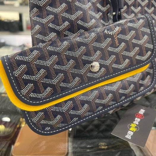 東區正精品㊣GOYARD Boheme Hobo Bag 全新深藍色印花銀釦拉鍊單把肩背包彎月包 RZ6482-4