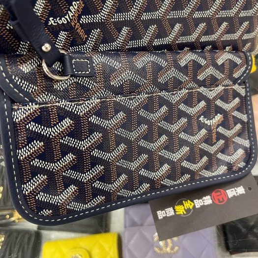 東區正精品㊣GOYARD Boheme Hobo Bag 全新深藍色印花銀釦拉鍊單把肩背包彎月包 RZ6482-5
